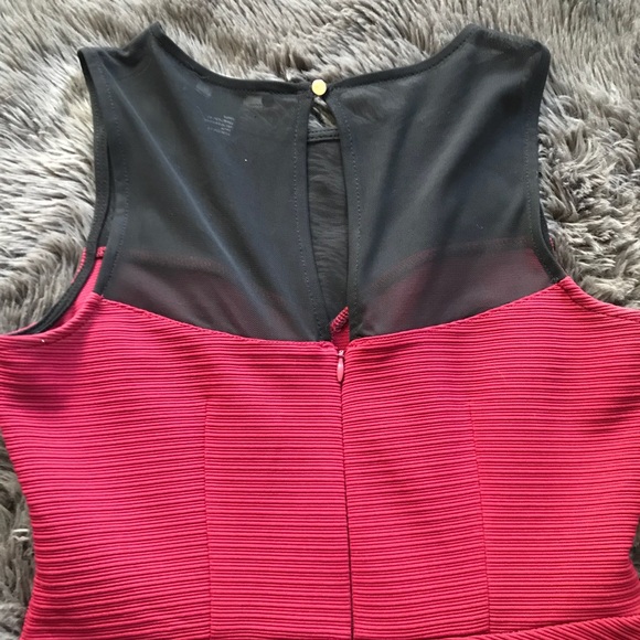 Dark Red & Black Mesh Dress - Picture 3 of 5